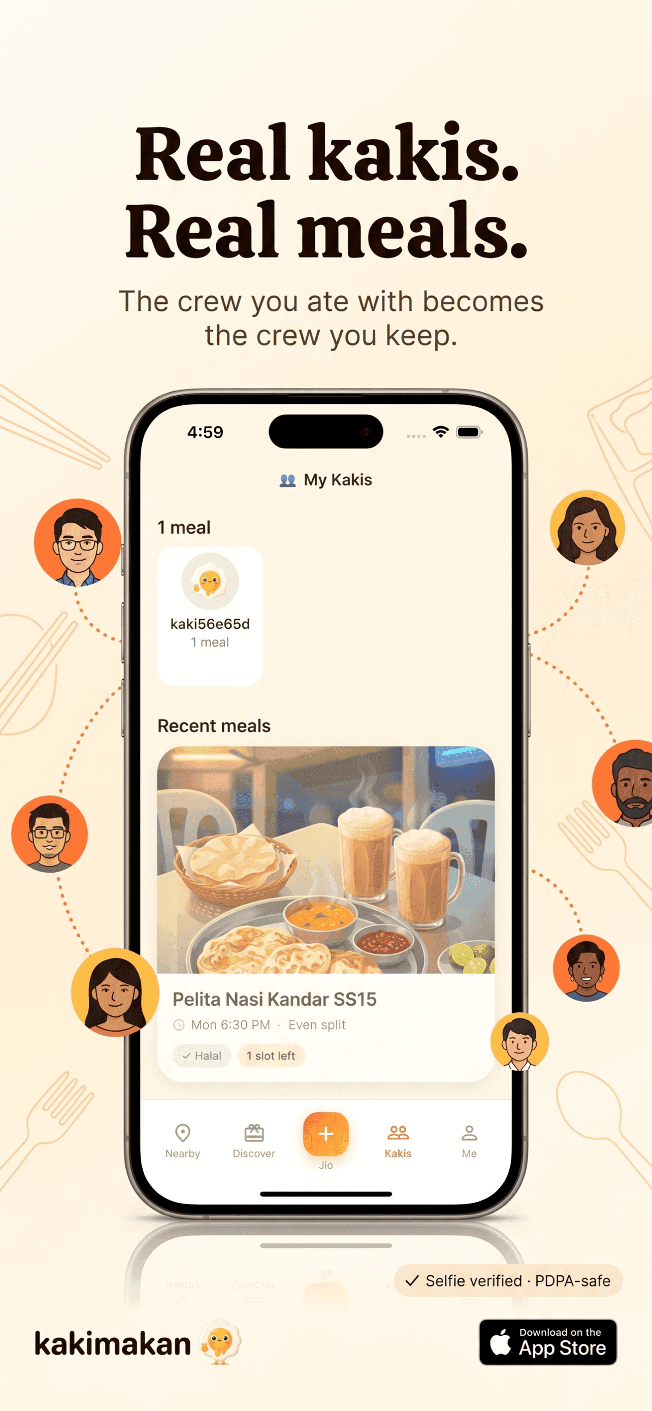 Real kakis, real meals — the crew you keep